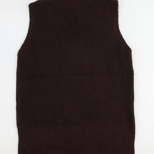 Marks and Spencer Mens Brown V-Neck Polyester Vest Jumper Size S Sleeveless