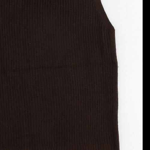 Marks and Spencer Mens Brown V-Neck Polyester Vest Jumper Size S Sleeveless