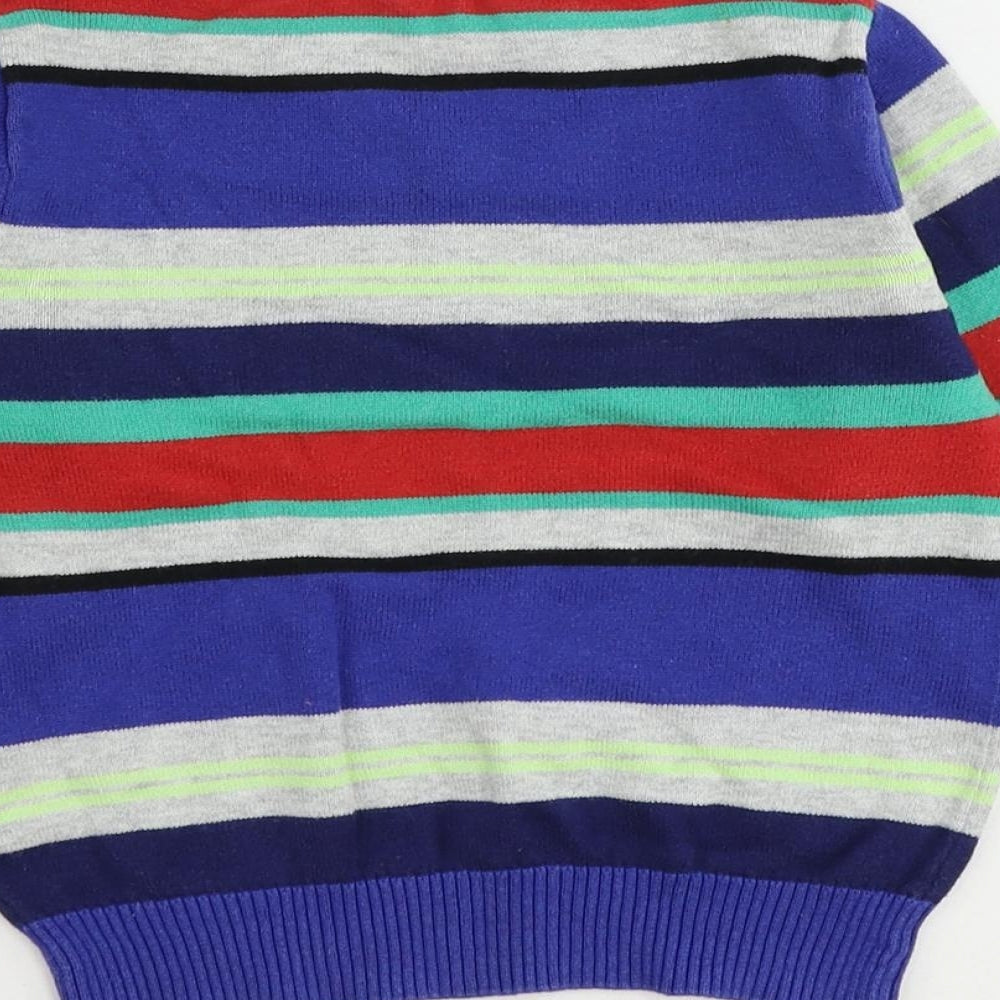H&M Boys Multicoloured V-Neck Striped Cotton Pullover Jumper Size 2-3 Years Pullover - Age 2-4 Years