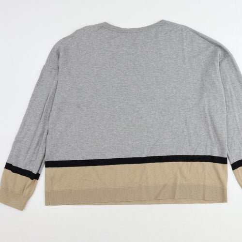 The White Company Womens Grey Round Neck Cotton Pullover Jumper Size L