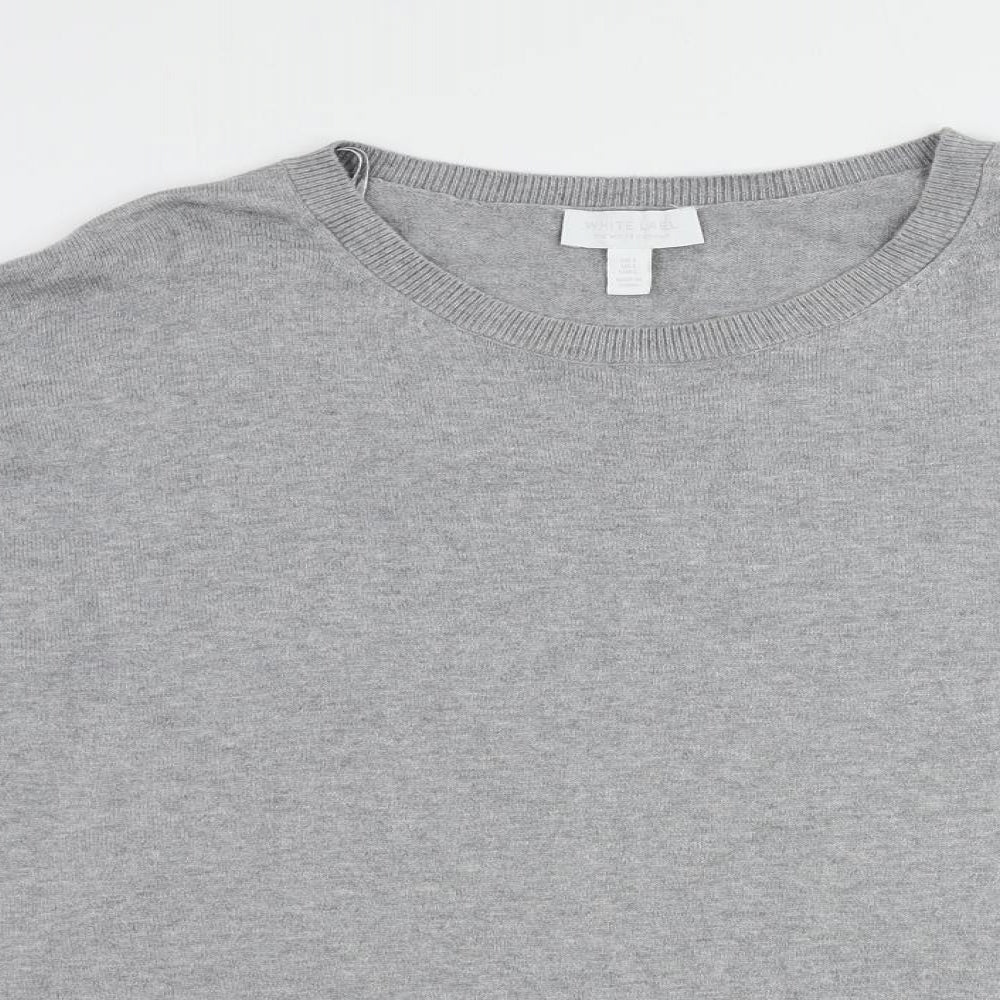 The White Company Womens Grey Round Neck Cotton Pullover Jumper Size L