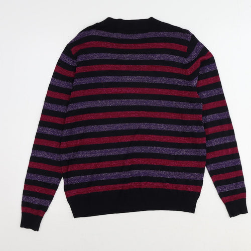 Maine New England Womens Multicoloured Round Neck Striped Viscose Pullover Jumper Size 14