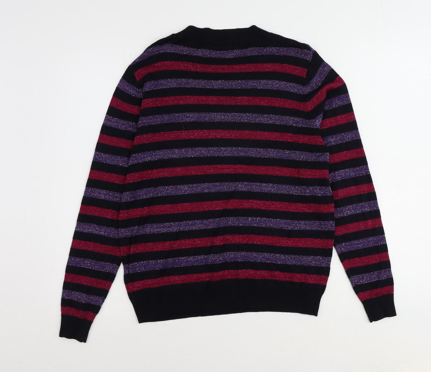 Maine New England Womens Multicoloured Round Neck Striped Viscose Pullover Jumper Size 14