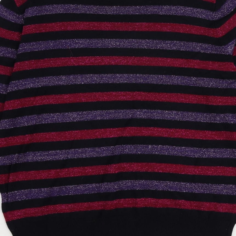 Maine New England Womens Multicoloured Round Neck Striped Viscose Pullover Jumper Size 14
