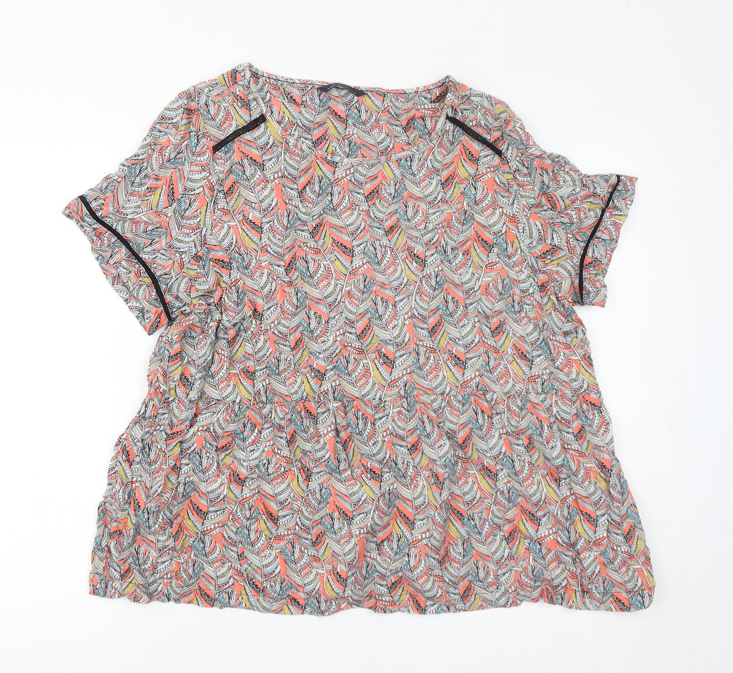 Marks and Spencer Womens Multicoloured Geometric Viscose Basic Blouse Size 18 Round Neck