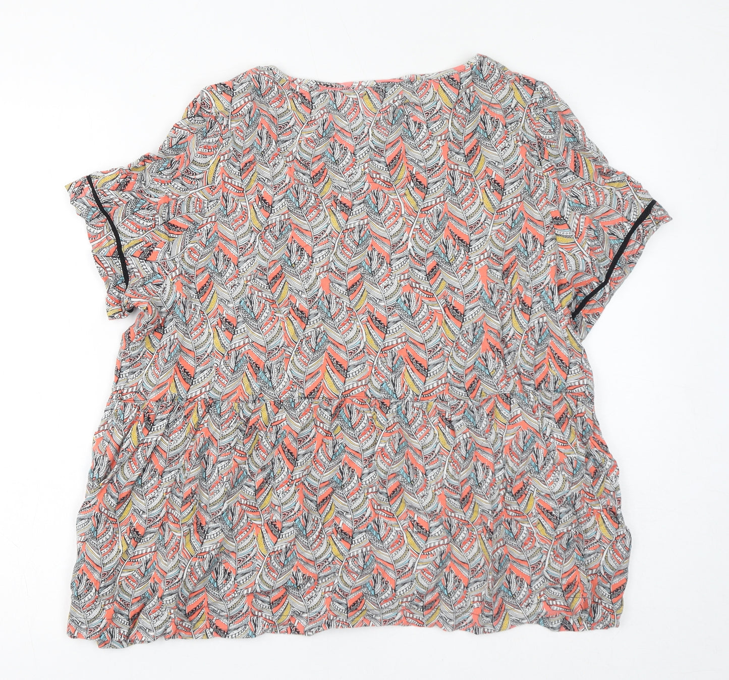 Marks and Spencer Womens Multicoloured Geometric Viscose Basic Blouse Size 18 Round Neck