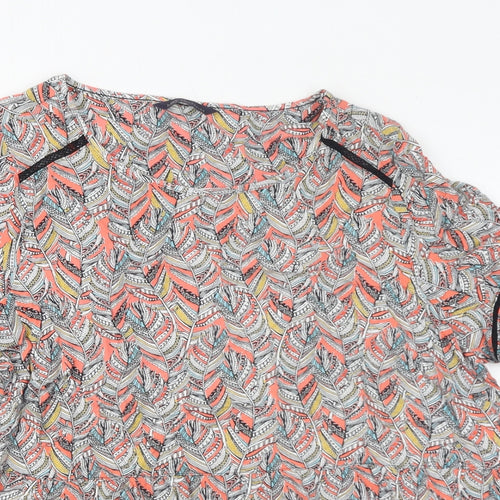 Marks and Spencer Womens Multicoloured Geometric Viscose Basic Blouse Size 18 Round Neck