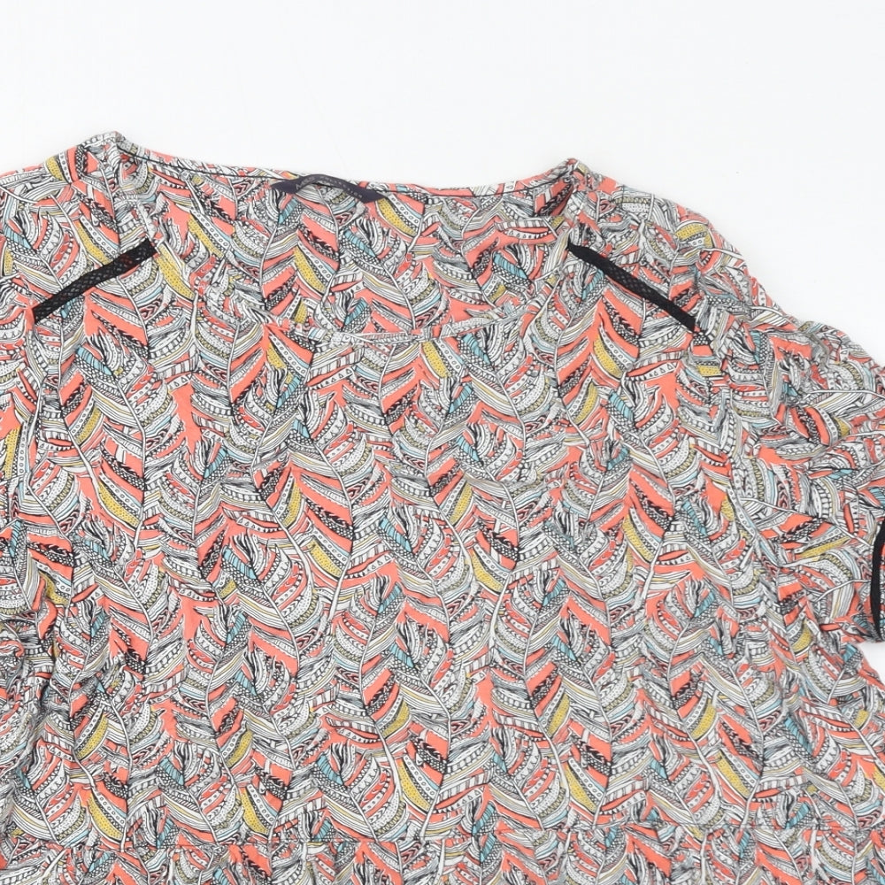Marks and Spencer Womens Multicoloured Geometric Viscose Basic Blouse Size 18 Round Neck