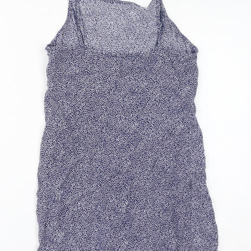 Cooperative Womens Blue Floral Viscose Mini Size XS Square Neck Zip