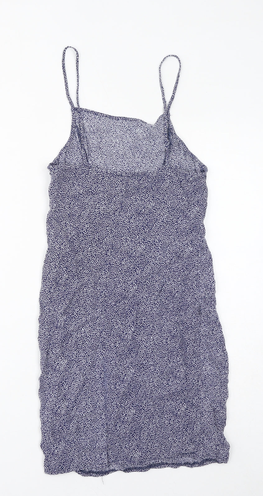 Cooperative Womens Blue Floral Viscose Mini Size XS Square Neck Zip