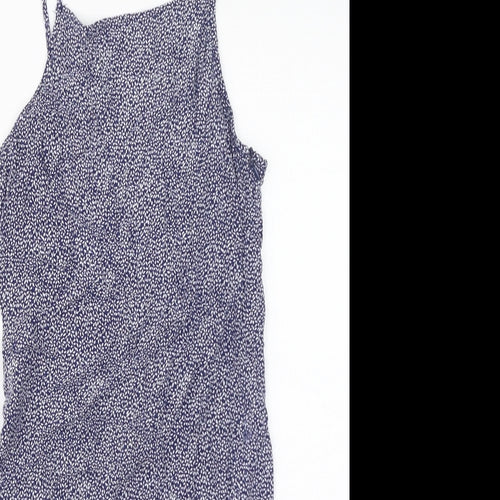 Cooperative Womens Blue Floral Viscose Mini Size XS Square Neck Zip