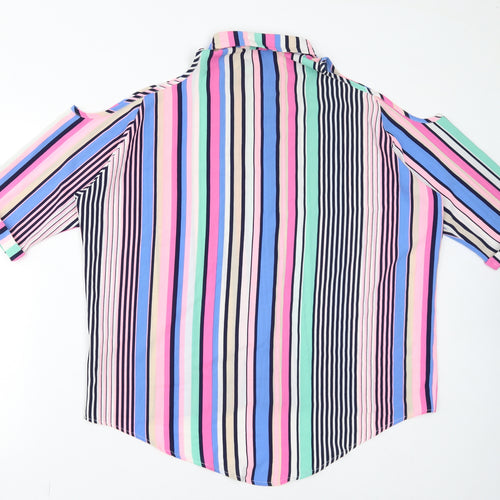 Quiz Womens Multicoloured Striped Polyester Basic Button-Up Size 12 Collared - Cold Shoulder