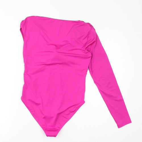 Zara Womens Pink Polyester Bodysuit One-Piece Size S Button - Twist Detail