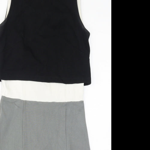 French Connection Womens Grey Viscose Shift Size 8 Round Neck Zip