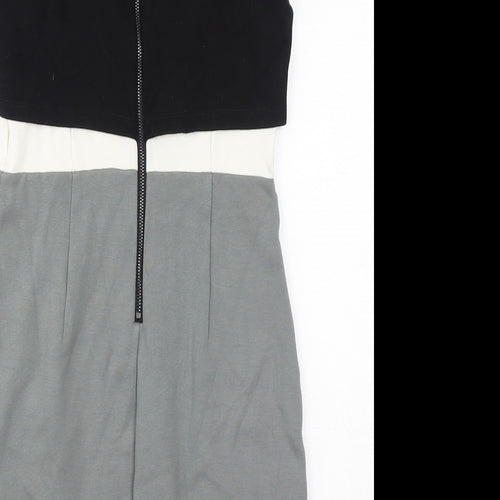 French Connection Womens Grey Viscose Shift Size 8 Round Neck Zip