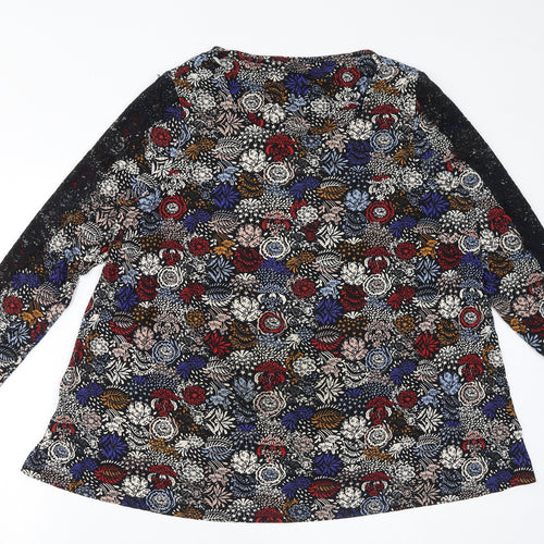 Marks and Spencer Womens Multicoloured Floral Viscose Basic Blouse Size 18 Round Neck - Lace Details