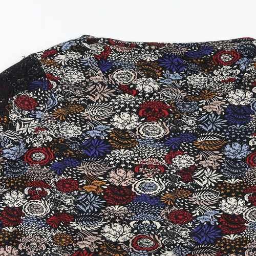 Marks and Spencer Womens Multicoloured Floral Viscose Basic Blouse Size 18 Round Neck - Lace Details