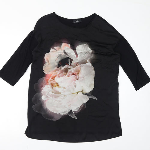 Wallis Womens Black Viscose Basic Blouse Size 8 Round Neck - Size 8-10, Flower