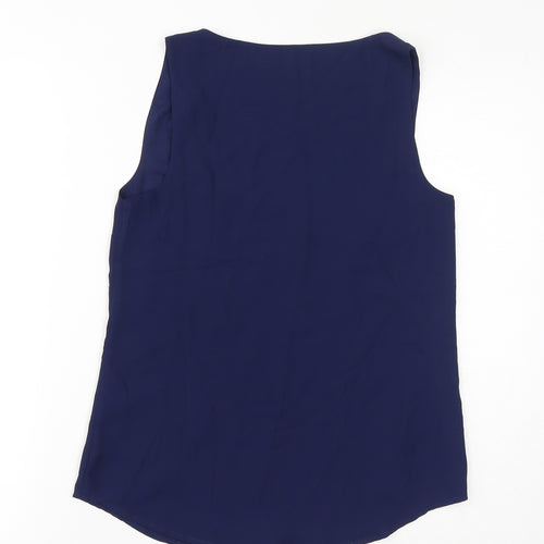 Oasis Womens Blue Polyester Basic Tank Size 6 Round Neck