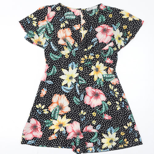 Zara Womens Multicoloured Floral Polyester Playsuit One-Piece Size XS L3 in Zip - Polka Dots