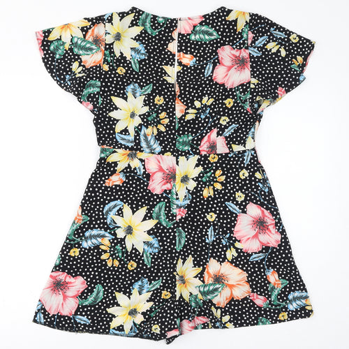 Zara Womens Multicoloured Floral Polyester Playsuit One-Piece Size XS L3 in Zip - Polka Dots