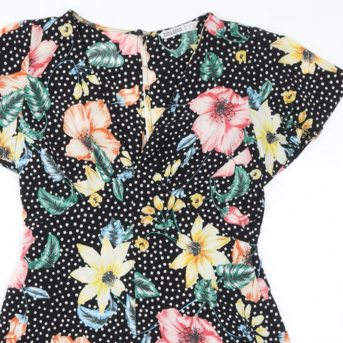 Zara Womens Multicoloured Floral Polyester Playsuit One-Piece Size XS L3 in Zip - Polka Dots