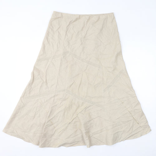 Marks and Spencer Womens Beige Linen A-Line Skirt Size 14