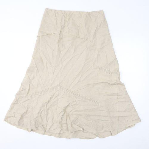 Marks and Spencer Womens Beige Linen A-Line Skirt Size 14