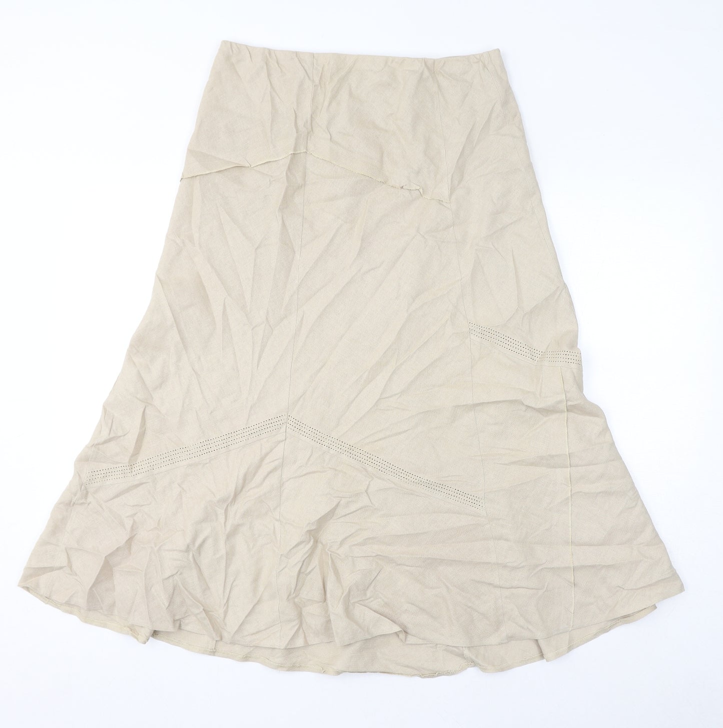 Marks and Spencer Womens Beige Linen A-Line Skirt Size 14
