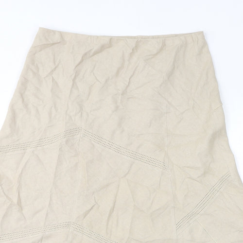 Marks and Spencer Womens Beige Linen A-Line Skirt Size 14