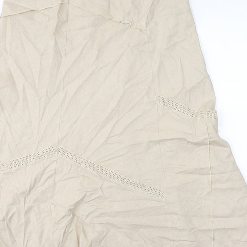 Marks and Spencer Womens Beige Linen A-Line Skirt Size 14
