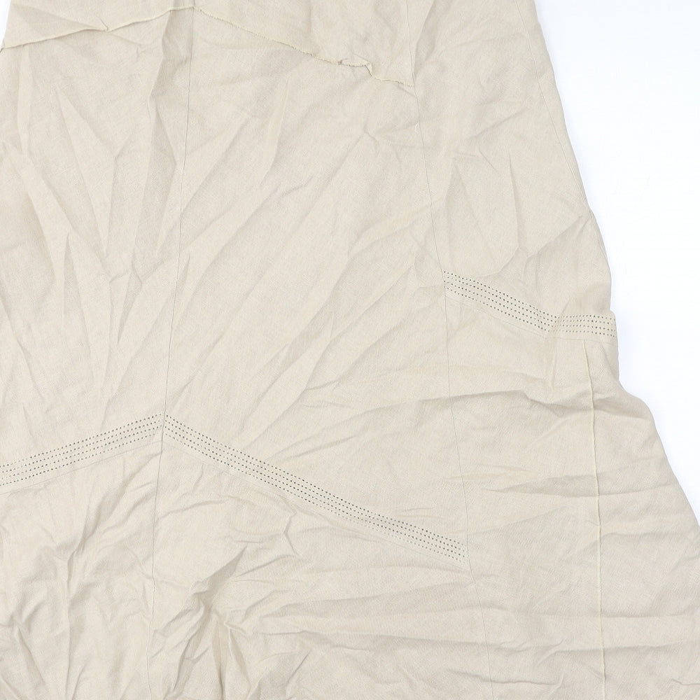 Marks and Spencer Womens Beige Linen A-Line Skirt Size 14