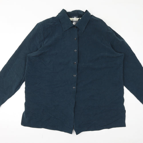 Hollywood Womens Blue Polyester Basic Button-Up Size 18 Collared