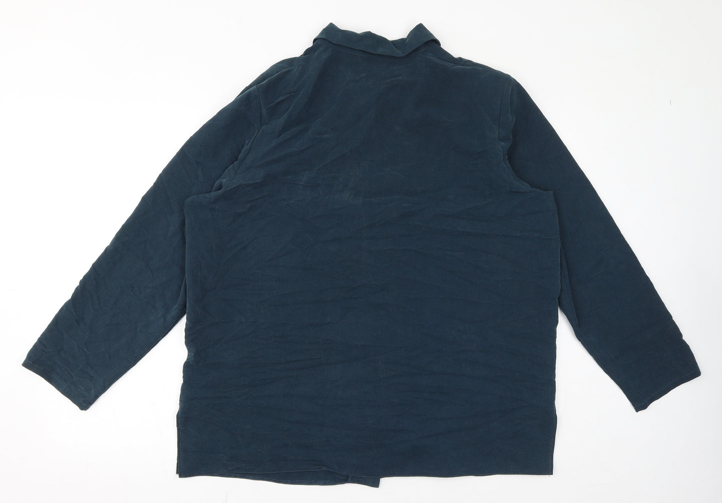 Hollywood Womens Blue Polyester Basic Button-Up Size 18 Collared