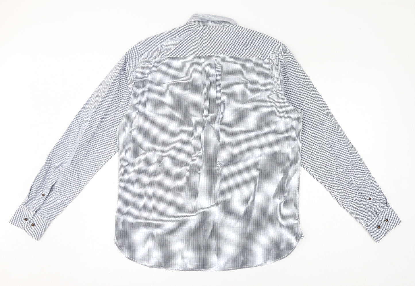 Austin Reed Mens Blue Check Cotton Dress Shirt Size M Collared Button