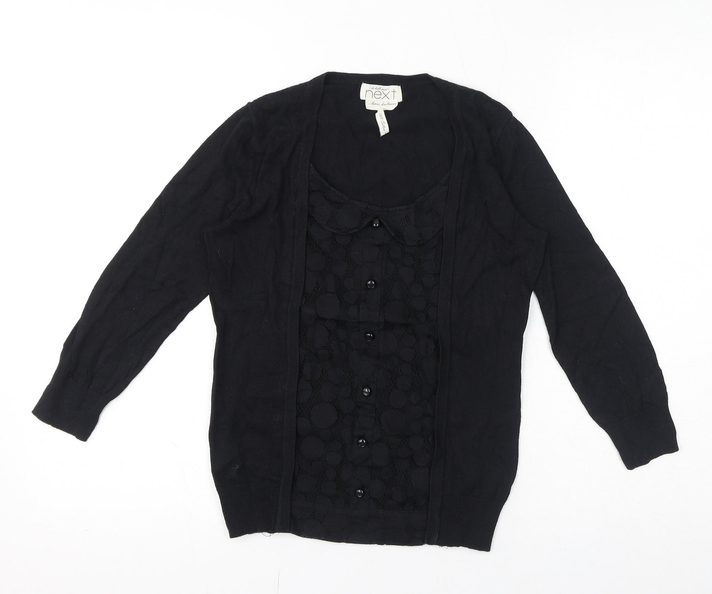 NEXT Womens Black Cotton Basic Blouse Size 8 Round Neck - Twin Set