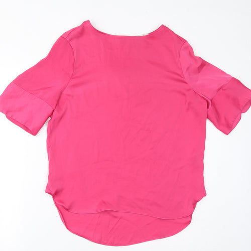 NEXT Womens Pink Polyester Basic Blouse Size 14 Round Neck