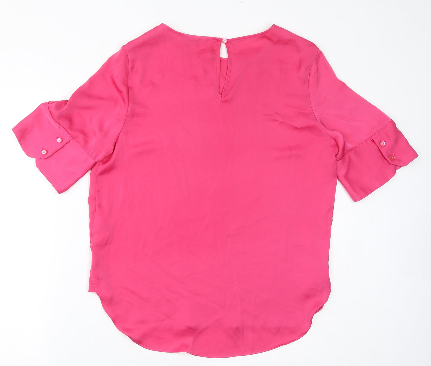 NEXT Womens Pink Polyester Basic Blouse Size 14 Round Neck