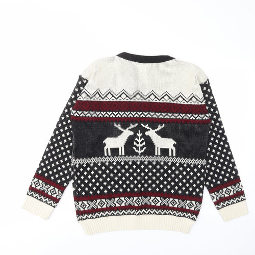 Glamorous Womens Multicoloured Crew Neck Geometric Acrylic Pullover Jumper Size S - Reindeers