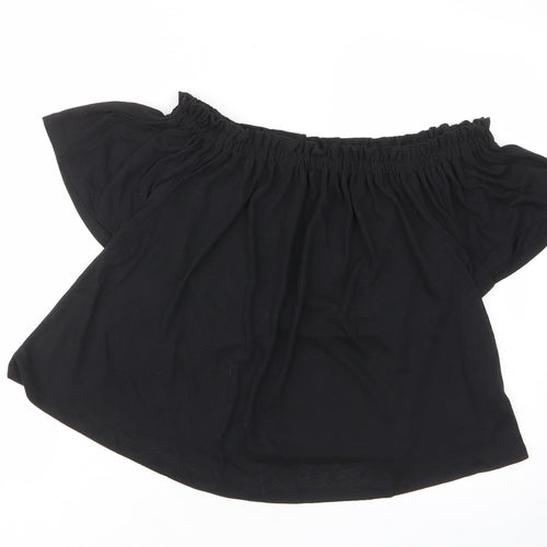 New Look Womens Black Viscose Basic T-Shirt Size 8 Off the Shoulder - Frill