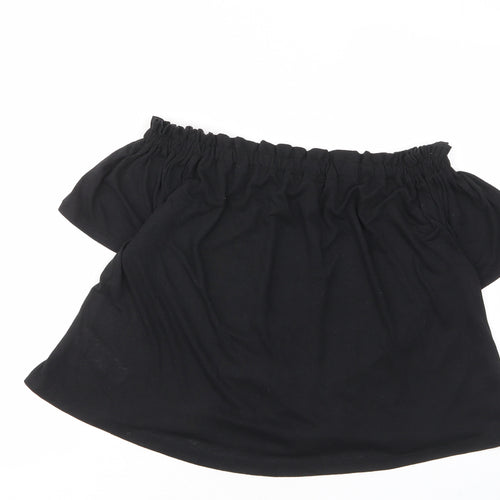 New Look Womens Black Viscose Basic T-Shirt Size 8 Off the Shoulder - Frill