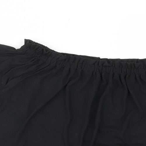 New Look Womens Black Viscose Basic T-Shirt Size 8 Off the Shoulder - Frill