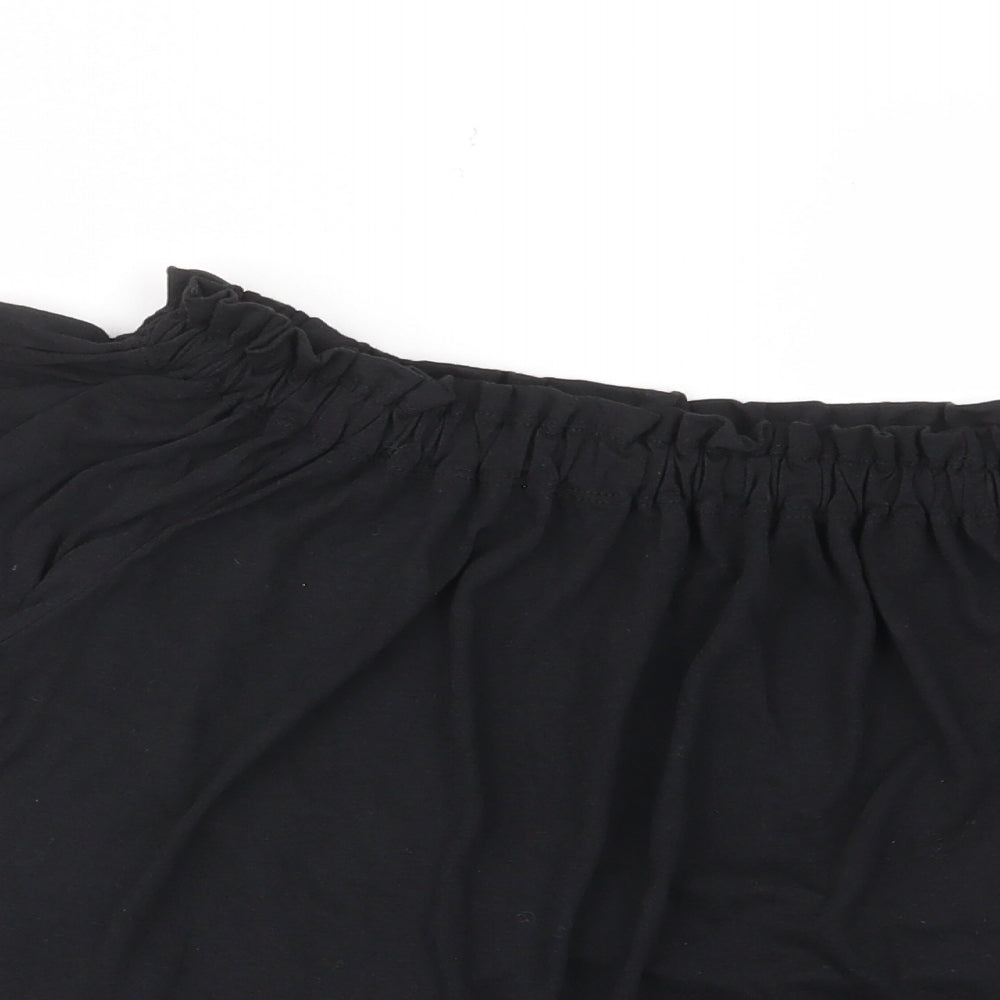 New Look Womens Black Viscose Basic T-Shirt Size 8 Off the Shoulder - Frill