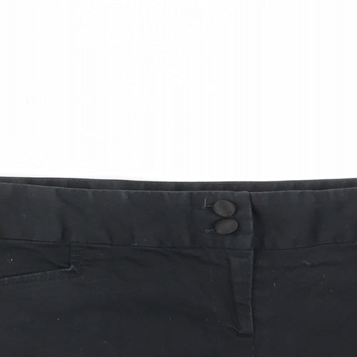 New Look Womens Black Cotton Basic Shorts Size 12 L3 in Regular Zip - Pockets, Belt Loops