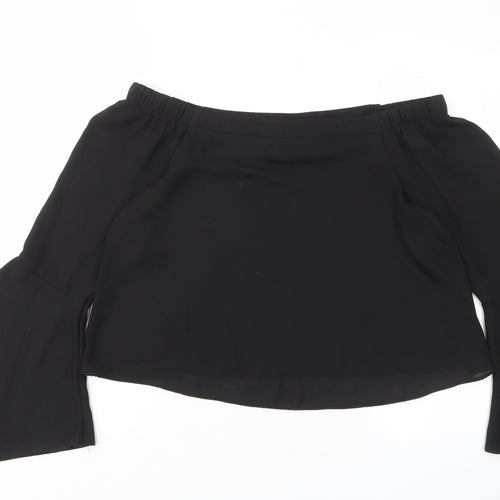 New Look Womens Black Polyester Basic Blouse Size 8 Off the Shoulder - Flow arms