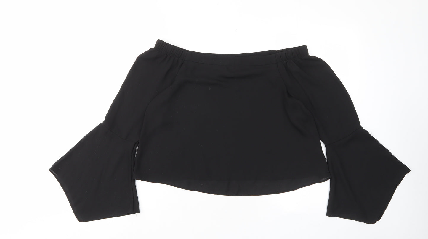 New Look Womens Black Polyester Basic Blouse Size 8 Off the Shoulder - Flow arms