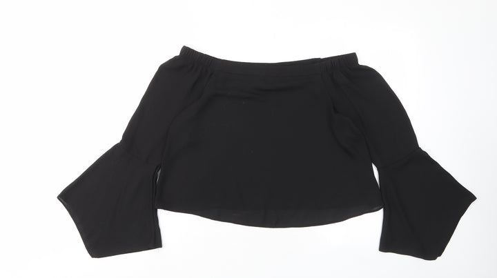 New Look Womens Black Polyester Basic Blouse Size 8 Off the Shoulder - Flow arms
