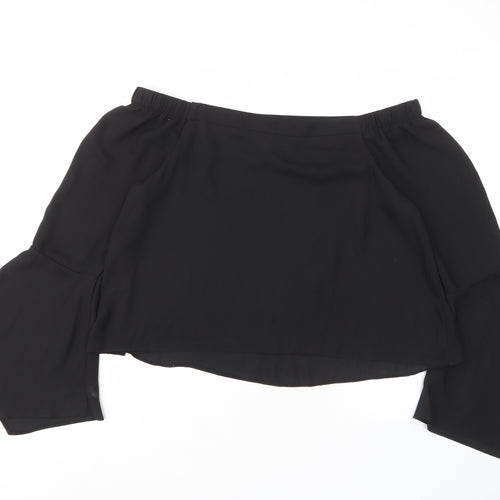New Look Womens Black Polyester Basic Blouse Size 8 Off the Shoulder - Flow arms