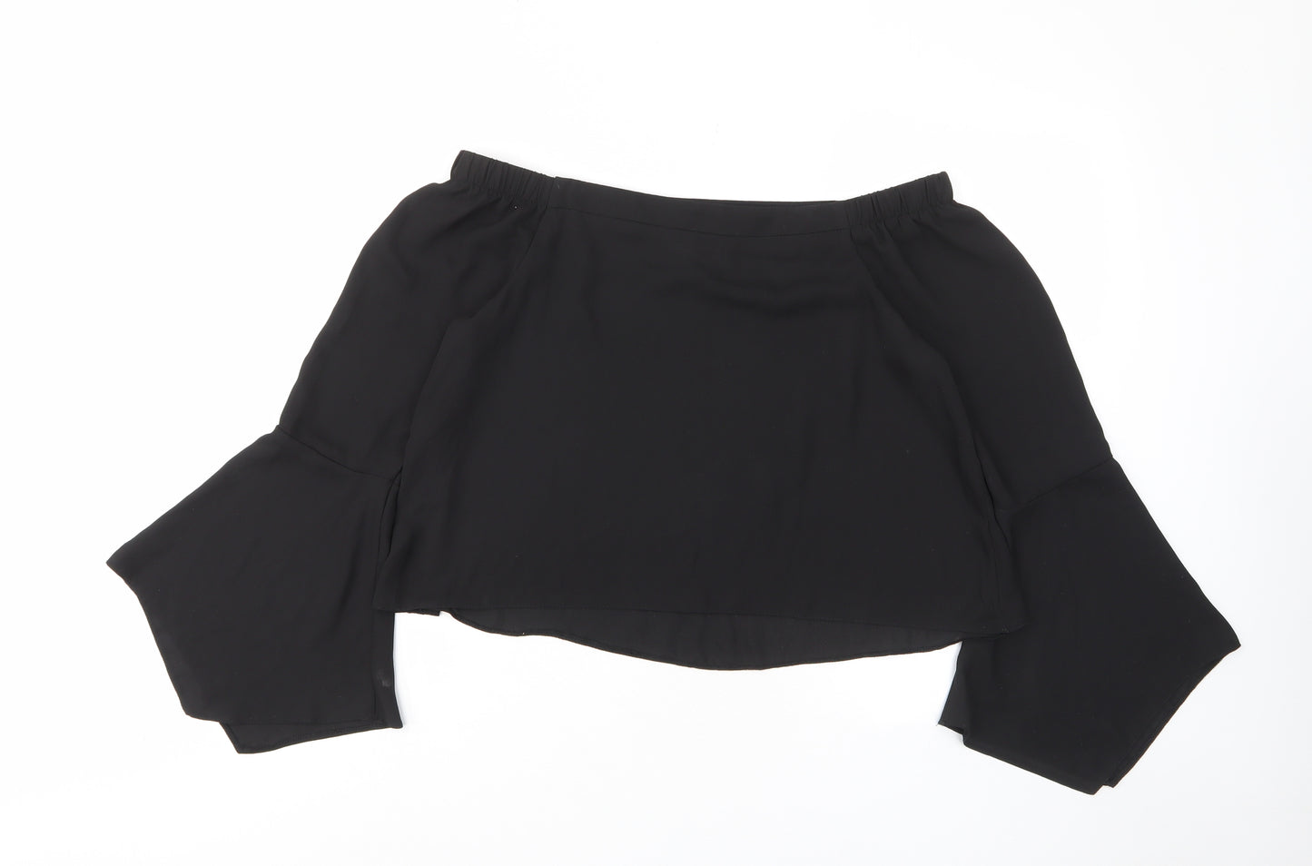 New Look Womens Black Polyester Basic Blouse Size 8 Off the Shoulder - Flow arms