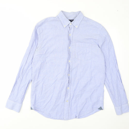 Gap Mens Blue Cotton Button-Up Size M Collared Button - Pocket